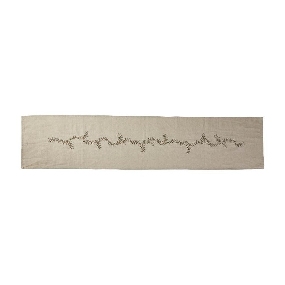 Løper med broderi – natur 35x160 cm