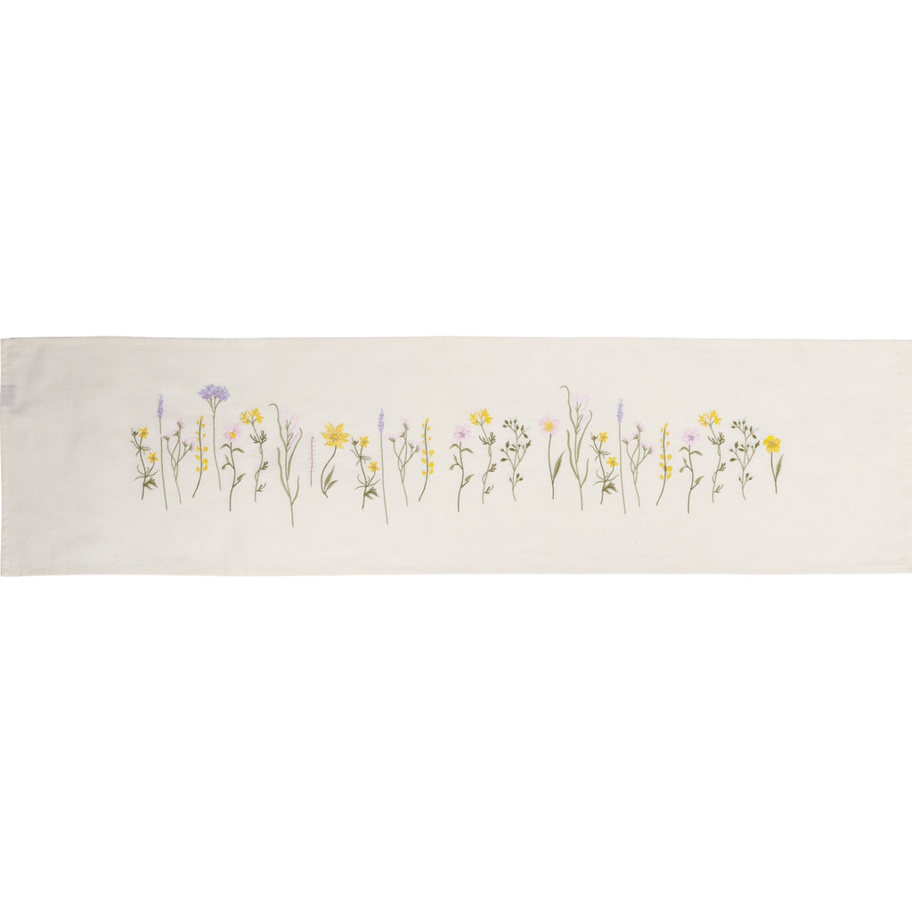 Løper i bomull med blomster – 40 × 160 cm