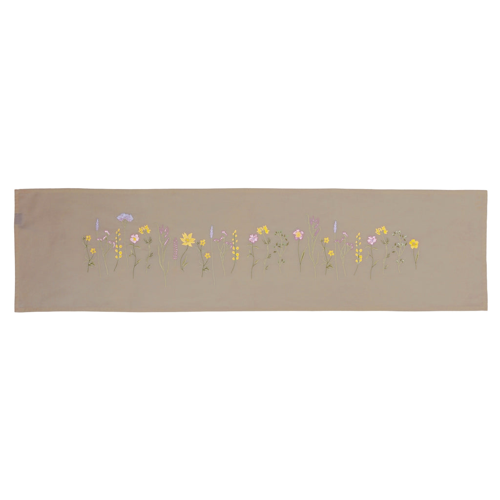 Løper i bomull med blomster – 40 × 160 cm