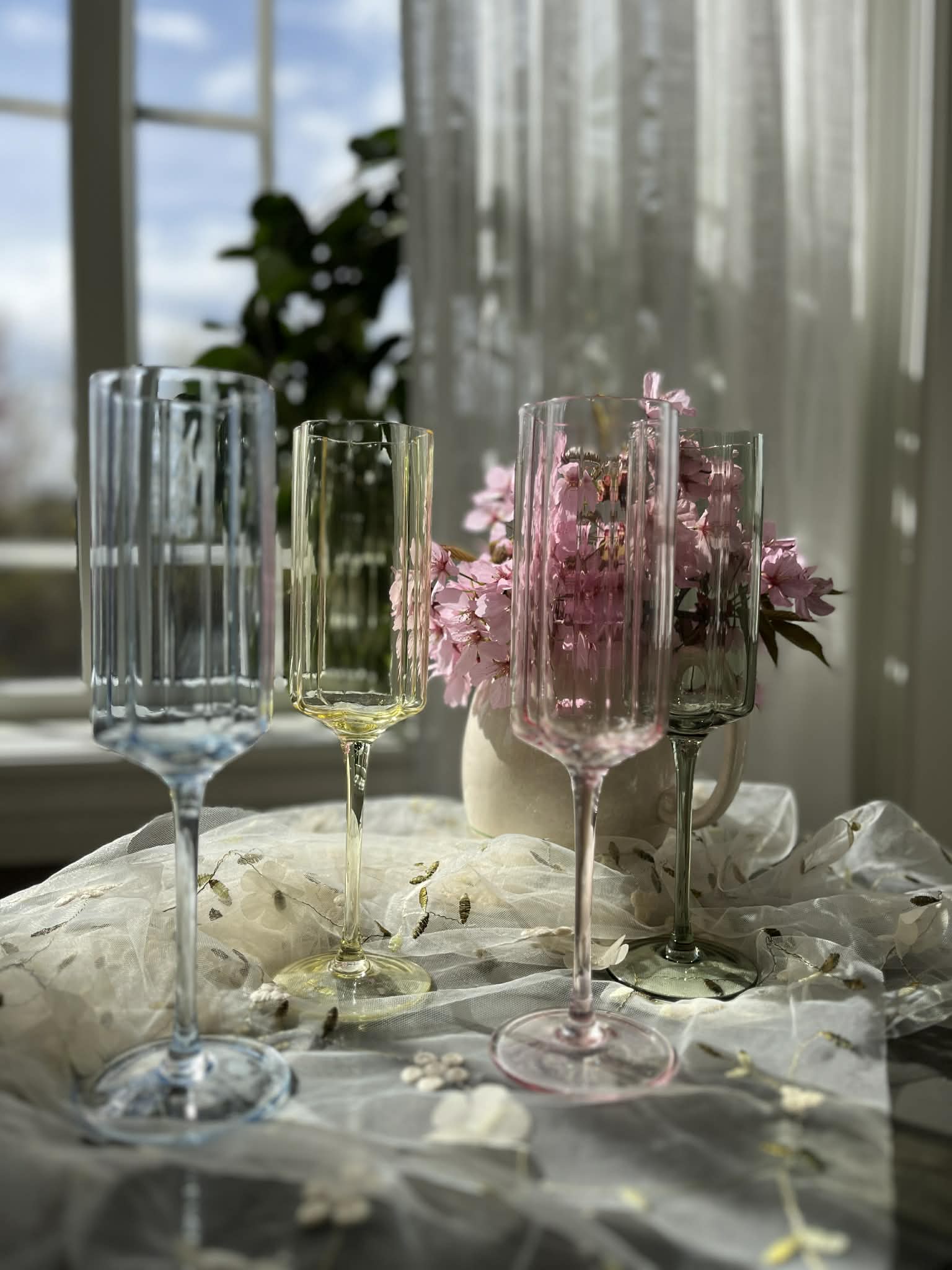 Utleie -champagnelass i pastellfarger
