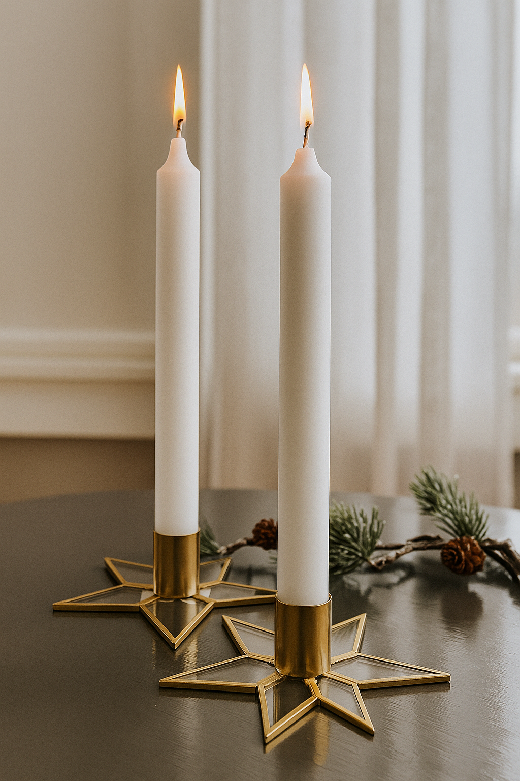 Stjerneklar – Lysestake i messing og glass