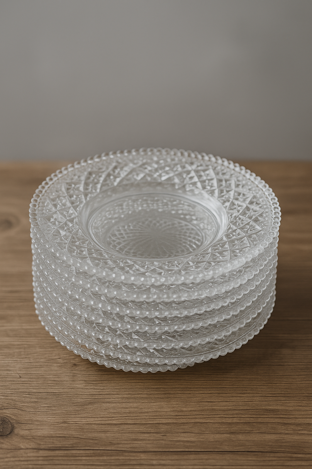Sett med 7 slipede glassasjetter – 22,5 cm