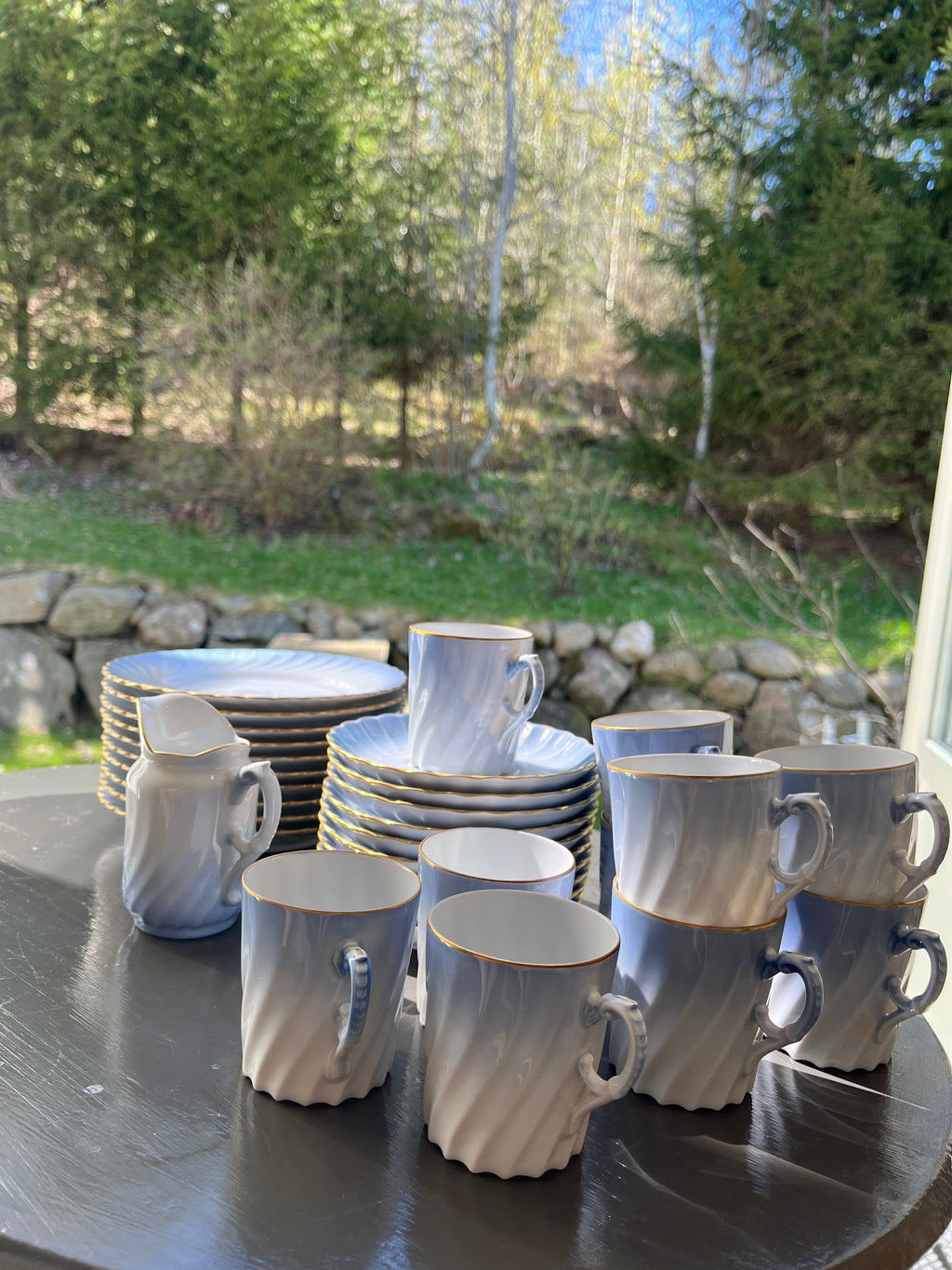 Vintage kaffeservise fra Porsgrund – lys blå