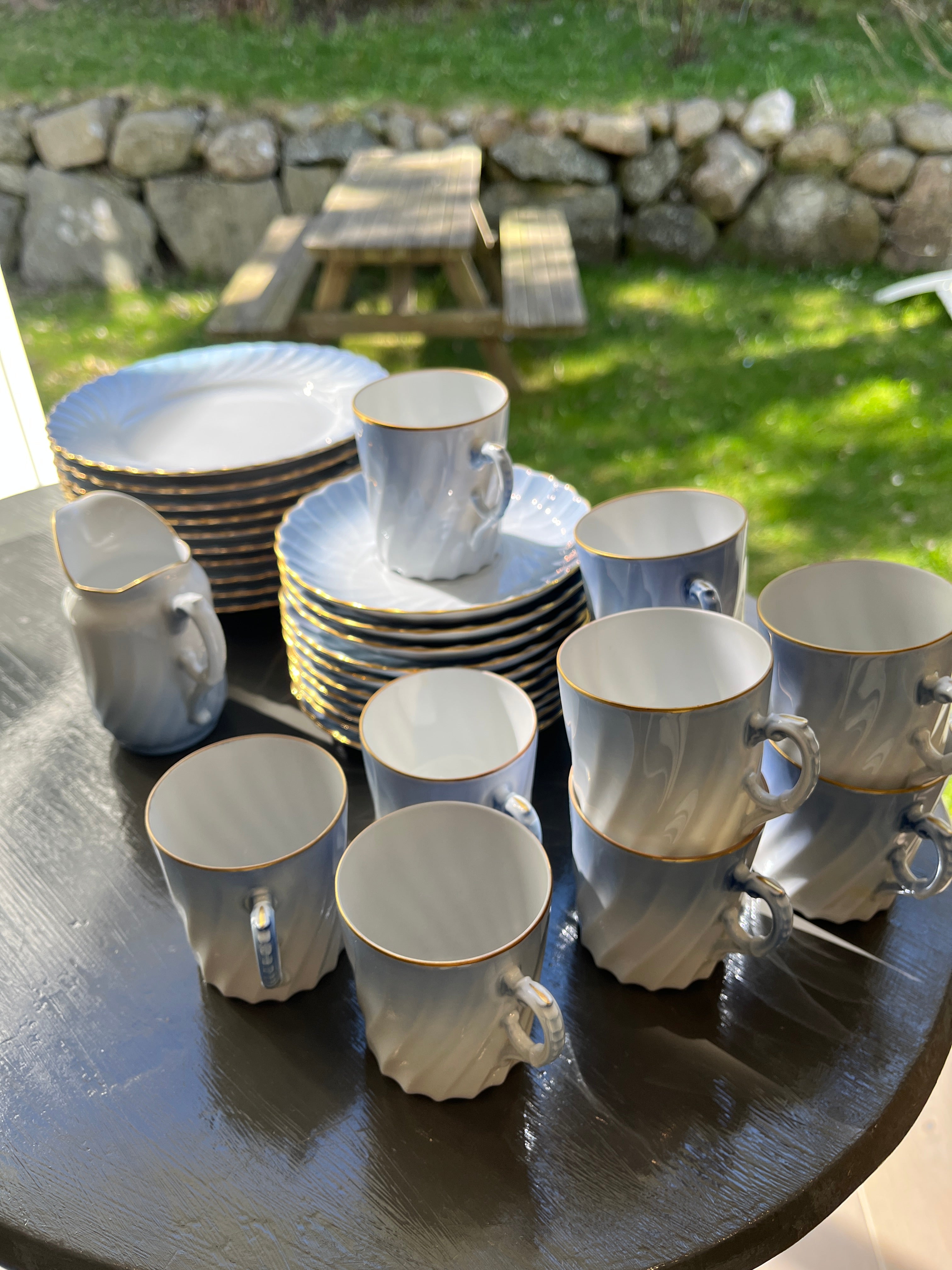Vintage kaffeservise fra Porsgrund – lys blå