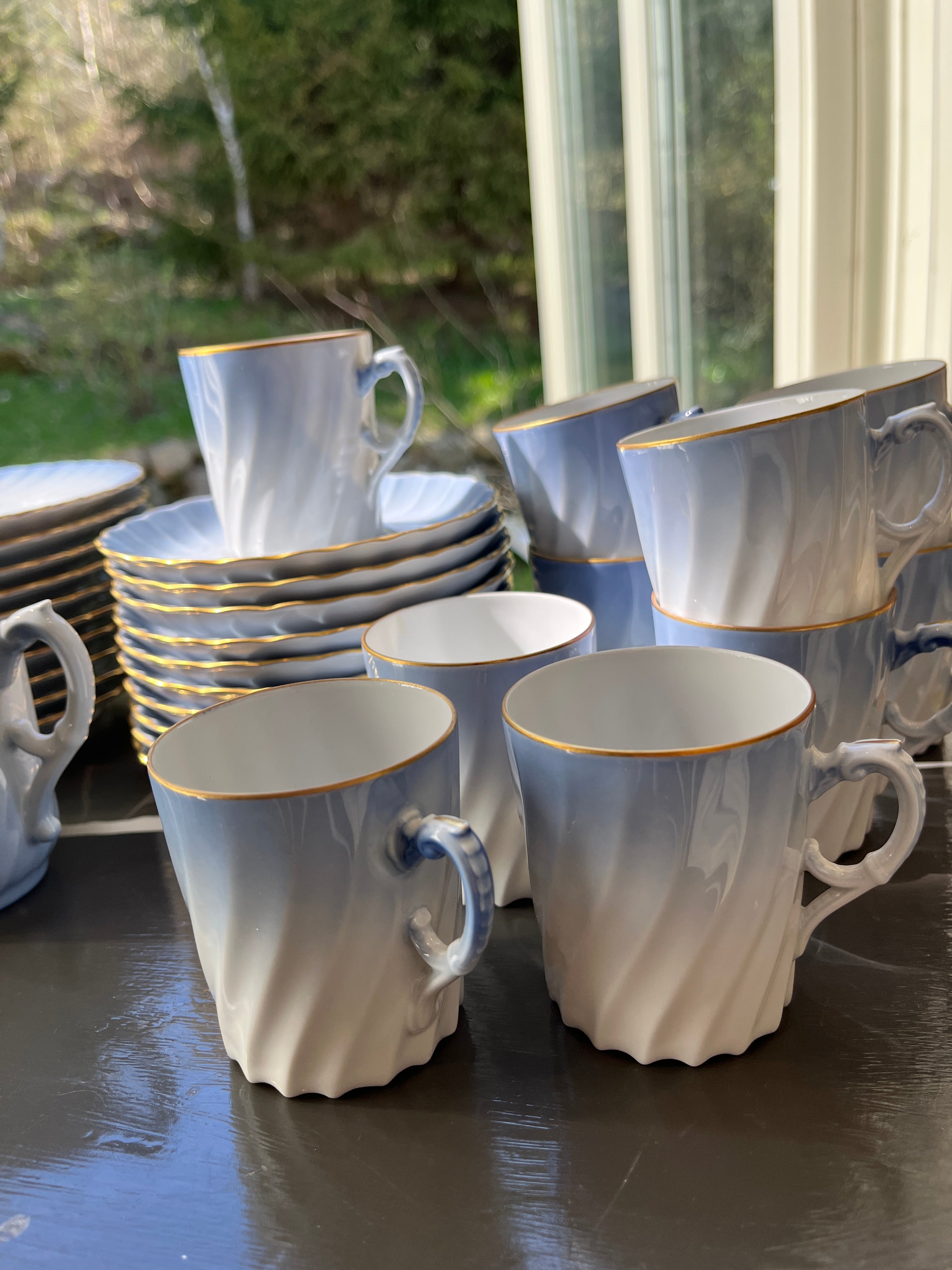 Vintage kaffeservise fra Porsgrund – lys blå