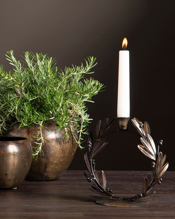 Lysestake Krans i Metall – 17 cm