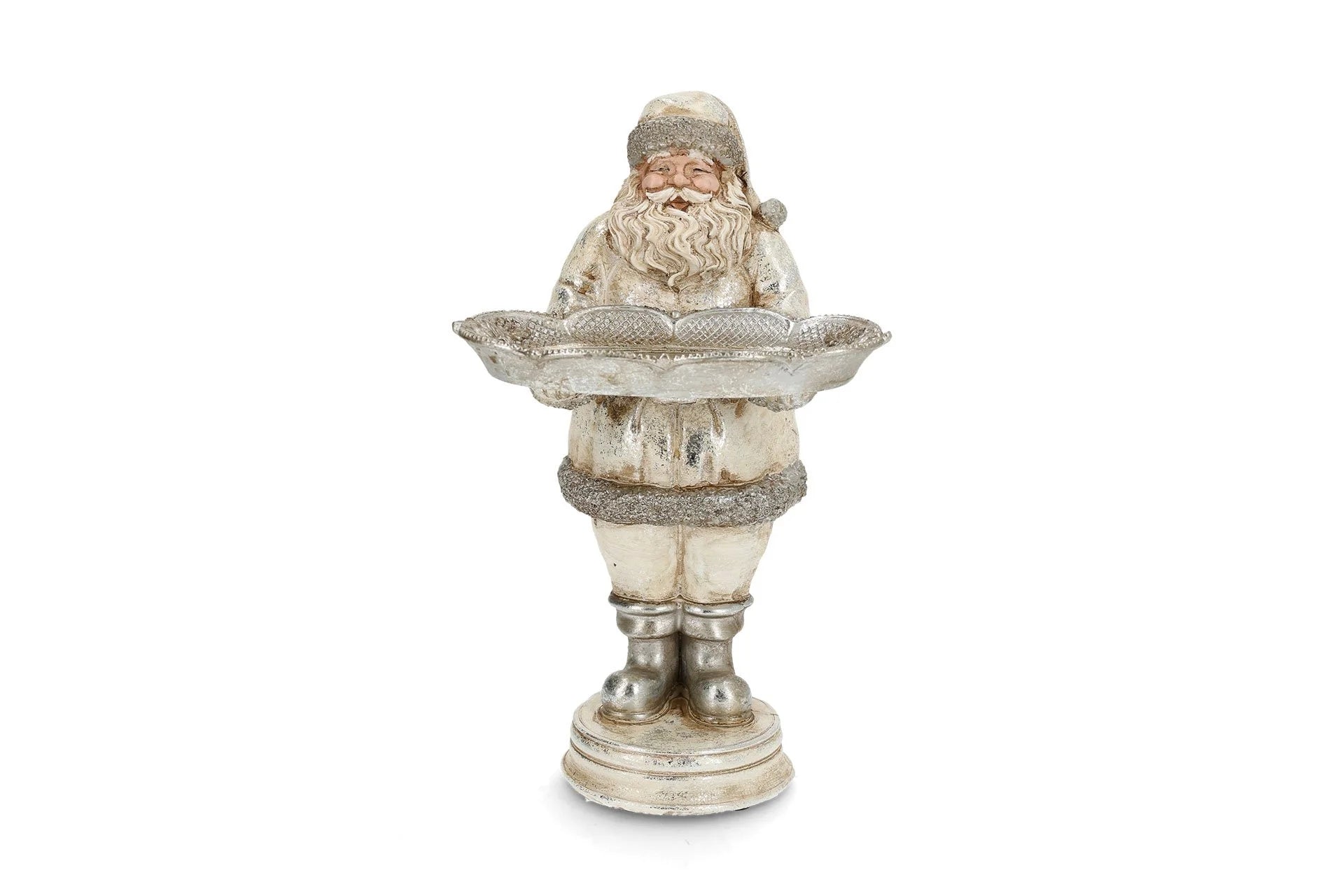 Nisse med brett – dekorativ julefigur i polyresin