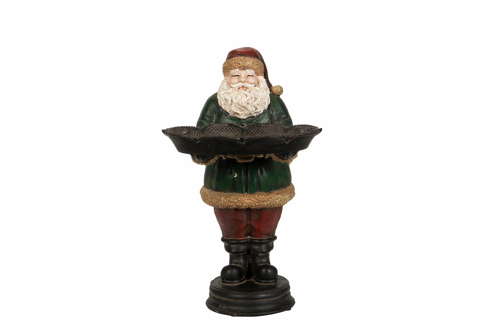 Nisse med brett – dekorativ julefigur i polyresin
