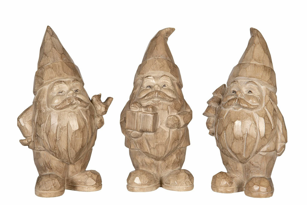Julenisse natur – dekorative nissefigurer i polyresin