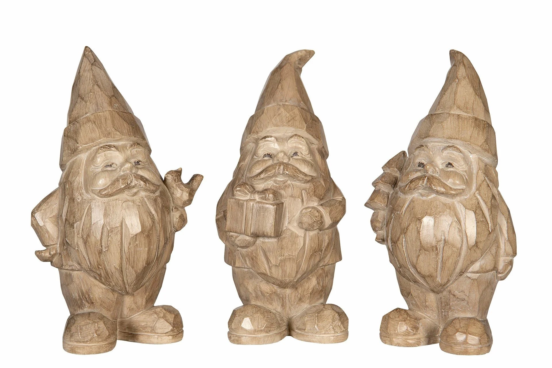 Julenisse natur – dekorative nissefigurer i polyresin