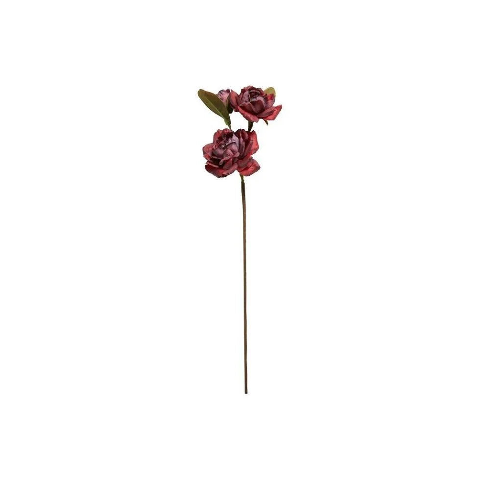 Mørkerød Peon – Naturtro med Tre Blomster, 48 cm